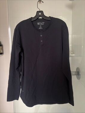 BYLT Basics Blue Long-Sleeve Henley